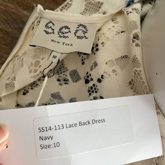 🎀 Sea New York navy and white lace cotton linen dress 10 NWT - Picture 6 of 8